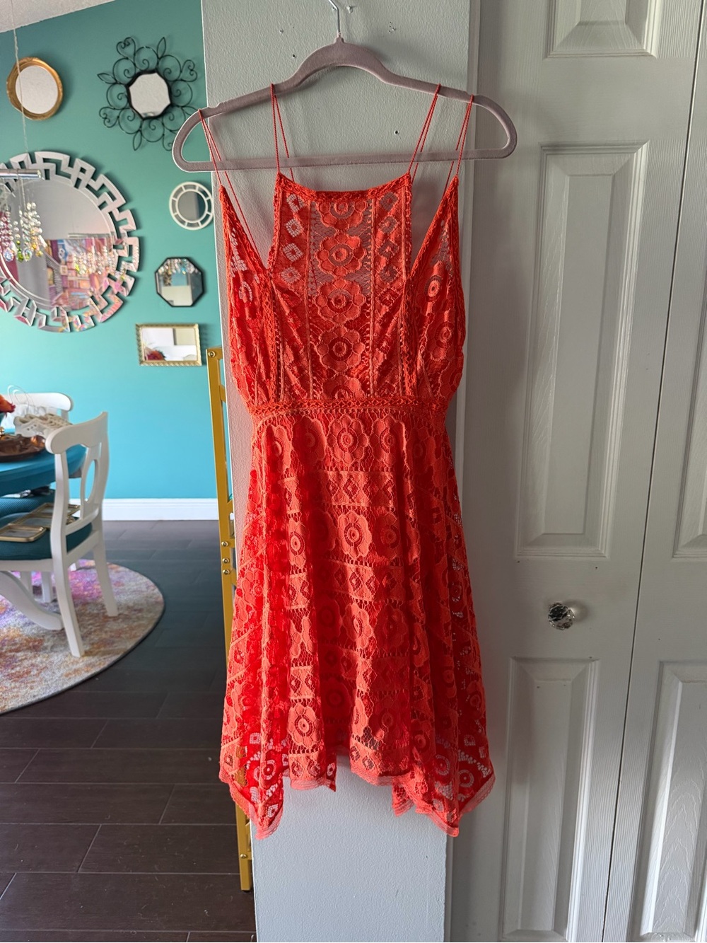 Free People Just Like Honey Lace Dress in orange, Size 6 G189